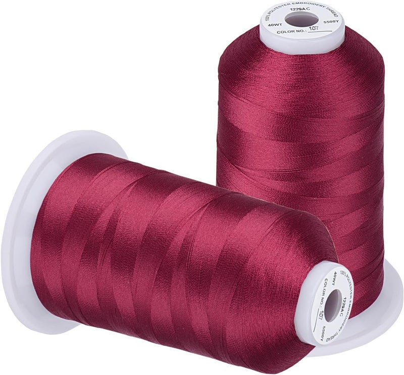 simthread Embroidery Thread 5500 Yards Dark Fuchsia 107, 2 Huge Spools 40wt Polyester for Brother, Babylock, Janome, Singer, Pfaff, Husqvarna, Bernina Machine - Image 1